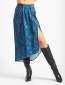 Satin Animal Print Blue Skirt